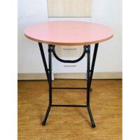 Bàn tròn cafe gấp gọn chất liệu gỗ kích thước 60x72cm, Bàn cà phê chân sắt sơn tĩnh điện tiện dụng