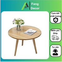 Bàn tròn cafe ngồi bệt chân gỗ tự nhiên chắc chắn, Bàn tròn sofa decor trang trí phòng khách tiện ích Fang deco