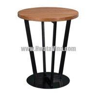 BÀN TRÒN CHÂN SẮT ĐẾ TRÒN MẶT GỖ GHÉP VENEER SỒI