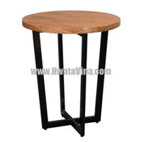 BÀN TRÒN CHÂN SẮT MẶT GỖ GHÉP VENEER SỒI