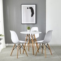 Bàn tròn Eames chân gỗ đan - bàn ăn gỗ tròn cafe decor phòng chờ cao cấp BGN062 -64