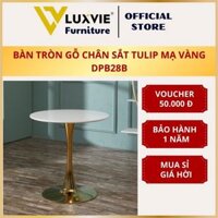 Bàn tròn gỗ chân sắt tulip mạ vàng DPB28B