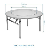 Bàn tròn inox 1m4  mặt xoay  Qui phúc ( inox 304)