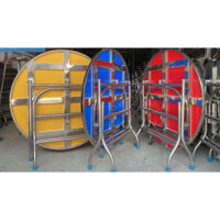 Bàn tròn inox 304 đường kính 120cm dày lót tấm Alu dưới mặt bàn cho cứng rắn và sạch sẽ .