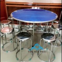 Bàn tròn inox 304 rộng 1m2 chân cao - Nội Thất Tân Hòa Phát