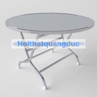 Bàn tròn inox 304 rộng 1m2 chân cao - Nội Thất Quang Đức
