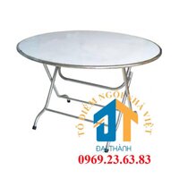 Bàn tròn inox 304 rộng 1m2 chân cao ĐẠI THÀNH