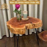 Bàn Tròn Kèm 3 Chân Sắt Hairpin, Gỗ Xà Cừ, Gỗ Nhãn Bàn Cafe, Cắt Từ Thân Cây Tự Nhiên Nguyên Tấm - Xưởng Mộc Maido
