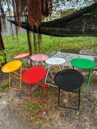 Bàn tròn sắt gấp gọn uống trà chanh, cà phê [BH: NONE]