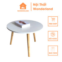 Bàn tròn sofa, bàn trà tròn cafe ngồi bệt chân gỗ tự nhiên tiện ích - Nội thất chính hãng Wonderland - NT03