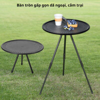 Bàn tròn xếp gọn dã ngoại, bàn 3 chân gấp gọn kèm túi đựng cắm trại du lịch