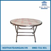 Bàn tròn xếp inox 201 đường kính 120cm chân 6 U