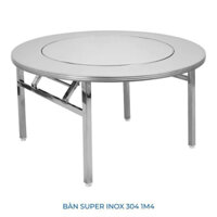 Bàn tròn xoay  inox 1m4  chân xếp thái Qui Phúc (inox 304)