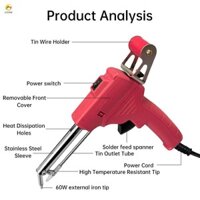 Bàn ủi hàn điện ECHOG, sưởi ấm bên ngoài Làm nóng nhanh Gửi máy hàn thiếc, cầm tay AC220V / 110V 60W Gửi máy hàn thiếc sưởi ấm hàn