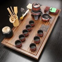 bàn uống trà điện Khay trà thoát nước loại bộ hoàn chỉnh của Kung Fu nhà phòng khách văn phòng bàn trà nhỏ bộ trà gốm trà biển bộ khay trà bàn trà điện tử bộ bàn pha trà điện