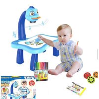 Bàn vẽ có đèn chiếu sáng thông minh có nhạc cho bé - Xanh