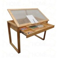 Bàn vẽ kiến trúc gỗ cao su mặt kính cường lực 120x60x75 (cm) DD003