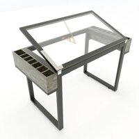 Bàn vẽ kiến trúc gỗ cao su chân sắt mặt kính DD005