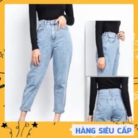 [BÁN VÌ ĐAM MÊ] Quần jeans nữ dáng baggy cạp cao túi nắp chất vải bò dày dặn màu xám phong cách hàn quốc [S4]