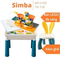 Bàn xếp hình đa năng kèm ghế tặng kèm túi lắp ghép 70 chi tiết thông minh cho bé phát triển trí tuệ