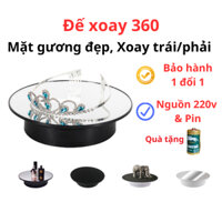 Bàn xoay trưng bày sản phẩm mặt gương, Đế xoay Mini chụp hình 360 độ, xoay trái phải, tải 5KG [Lỗi 1 đổi 1]