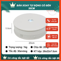 Bàn Xoay Tự Động 360 Độ Cao Cấp Có Đèn Led Cắm Điện 220V 2 Màu Trắng Đen