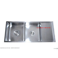 BANCOOT - Chậu rửa bát đúc 2 hố cân âm bàn đá, có bàn phải Bancoot 1605R (kt 105x45), Inox SUS304 xịn, xi phông ống cứng