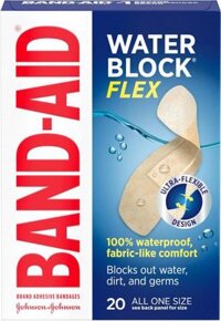 BAND-AID Water Block Flex – Băng Cá Nhân Chống Nước, Co Giãn Linh Hoạt, 20 Miếng