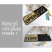 [Bảng 2 trong 1]Bảng gỗ OPEN CLOSE Bảng Decal viết phấn 2 mặt có dây treo trang trí quán, cửa hàng...