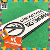 Bảng báo cấm hút thuốc (no smoking) bằng gỗ 12x30cm