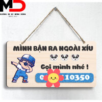 bảng biển gỗ treo cửa gọi mình nhé boy gỗ sồi trắng họa tiết in gỗ uv 3D + khắc laser kt 14*28cm