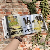 BẢNG, BIỂN SỐ NHÀ. Nền inox 304 xước trắng, nội dung chân mica mặt inox gương vàng, ngoài trời. BSN-PMV191.9