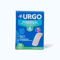 Băng cá nhân ít thấm nước URGO Washproof Large bảo vệ vết thương khỏi nước 3.8cm x 7.2cm (30 miếng)