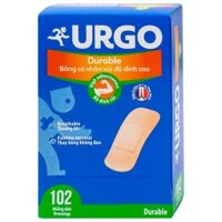 Băng cá nhân vải độ dính cao Urgo Durable bảo vệ các vết thương nhỏ, vết trầy xước, rách da, vết kim đâm (102 miếng)