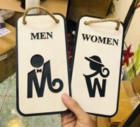 Bảng chỉ dẫn nhà vệ sinh/toilet (WC) khắc gỗ