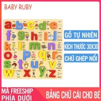 Bảng Chữ Cái Cho Bé - Bằng Gỗ Song Ngữ In Thường Chữ Nổi - Bảng chữ cái và sô cho bé bảng học chữ cái cho bé bảng chu cai thong minh bảng chữ cái gỗ bảng chữ cái tiếng việt bang chu cai thong minh cho be - Baby Ruby