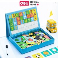 Bảng chữ cái, chữ số và hình ảnh Deli 74550 - có nam châm giúp bé vừa học vừa chơi - Bảng chữ cái nam châm
