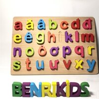 Bảng chữ cái tiếng việt, bảng chữ cái gỗ nổi chữ và số cho bé, kích thước 30x22cm