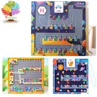 Bảng chữ cái từ tính Câu đố chữ cái mê cung, Đồ chơi kỹ năng vận động tinh Montessori cho bé trai bé gái 3 4 5 tuổi, Bảng xếp hình chữ học tập bằng gỗ
