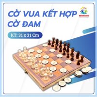 Bảng Cờ Vua Bằng Gỗ Có Thể Gấp Gọn Đồ Chơi 2 Trong 1 Cờ Vua Kết Hợp Cờ Đam Giải Trí