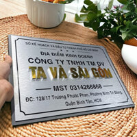 Bảng công ty 2 lớp nền,  + 1 bộ ốc chụp inox , hoặc keo dán tùy nhu cầu gắn bảng của khách hang.