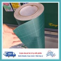 Bảng dán tường viết phấn decal xanh kẻ ô ly tiểu học