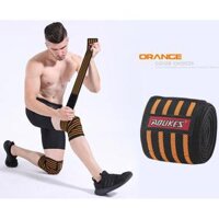 Băng đầu gối , Bó gối thể thao chính hãng Aolikes 7167 dài 180cm 1 đôi magic - Đen sọc cam - 1 chiếc