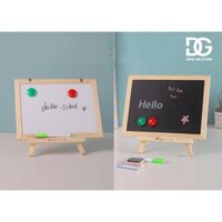 Bảng đen trắng 2 mặt viết phấn + bút lông để bàn kèm giá đỡ W-BĐVP-02