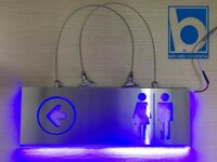 Bảng đèn vệ sinh inox, Đèn chỉ hướng vệ sinh inox, biển đèn toilet mặt Inox, Bảng toilet đèn led inox