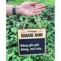 Bảng đen viết phấn bằng gỗ khắc logo, tên cửa hàng, xóa siêu sạch dùng để viết giờ mở/ đóng cửa, viết ghi chú trang trí