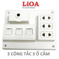 Bảng Điện Nổi LiOA 15A Có 3 Ổ Cắm + 2/3 Công Tắc