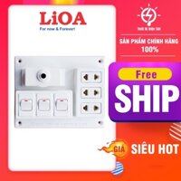 Bảng điện nổi, táp lô điện, 15A, 3 ổ cắm,  3 công tắc, LIOA, B-CB15A3C
