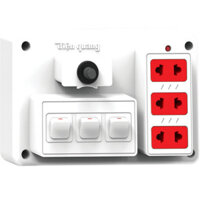 Bảng điện nổi V3 Điện Quang ĐQ FEP 32W 03S màu trắng, 3 lỗ 2 chấu, 3 công tắc