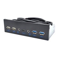 Bảng điều khiển phía trước usb 3.0 cho pc usb 3.1 loại c + 2x usb3.0 + 2x usb2.0 hub + âm thanh hd 3.5mm + mic tai nghe cho ổ đĩa cd-rom 5.25 "